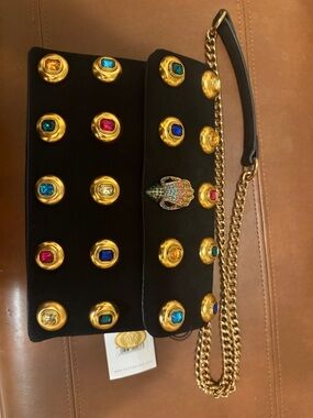 Kurt Geiger Kensington Gems Black Jewel Embellished convertible Shoulder Bag